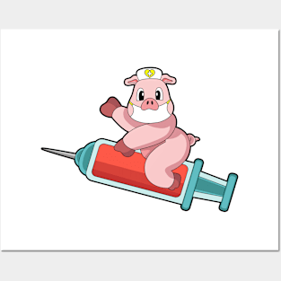 Pig Nurse Syringe Posters and Art